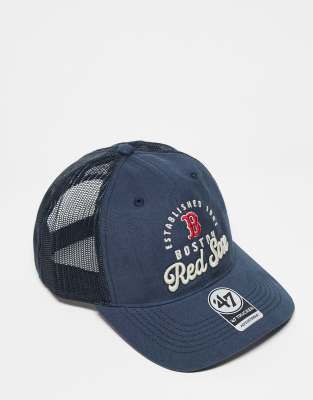 47 Brand 47 Brand Boston Red Sox script mesh back cap in navy-Blue