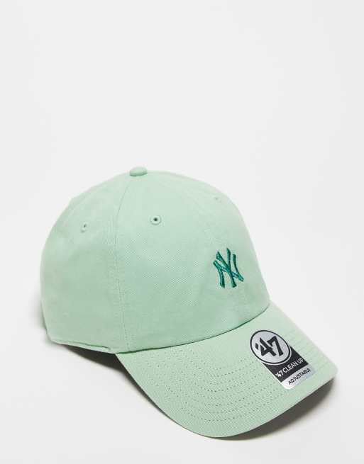 47 Brand - Cappellino minimal color menta slavato con mini logo dei NY Yankees