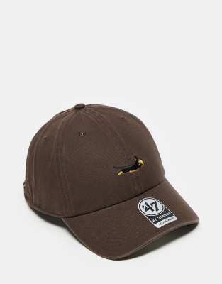 47 Brand - Casquette de baseball épurée avec broderie chien - Marron-Brown
