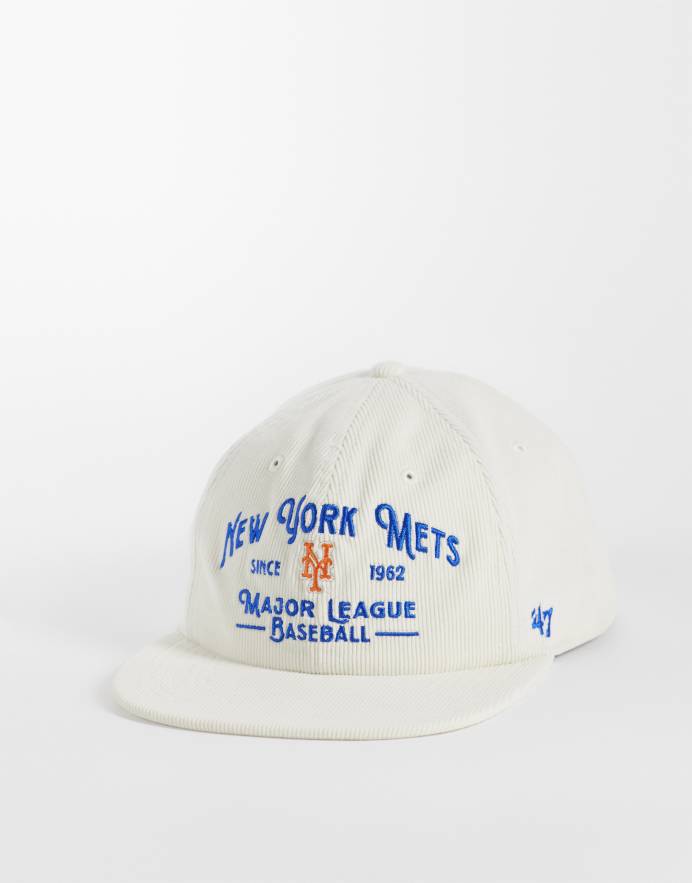 47 Brand Gorra beis con logo de texto de los NY Mets