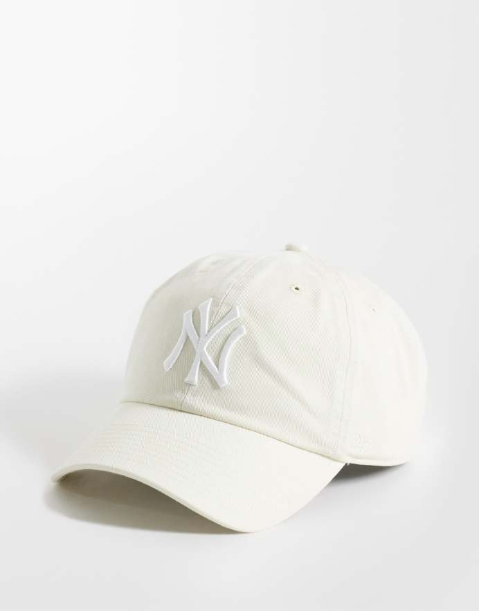 47 Brand Gorra 'clean up' de los NY Yankees en blanco beam