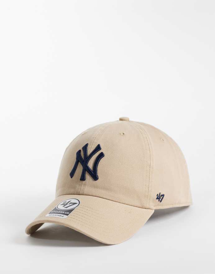 47 Brand gorra NY Yankees con logo en contraste en beige y azul marino
