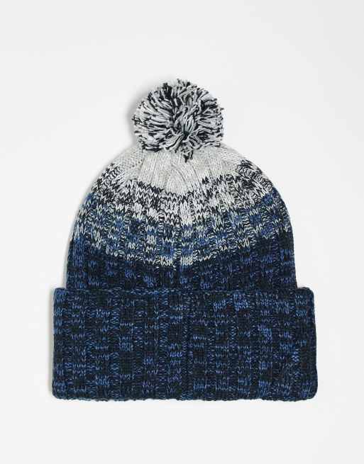 47 Brand – Granatowa dzianinowa czapka beanie w paski z motywem NY Yankees i pomponem
