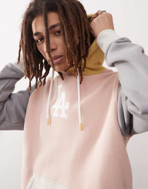 47 Brand - Hoodie met contrasterende vlakken en LA Dodgers-print in beige multi 