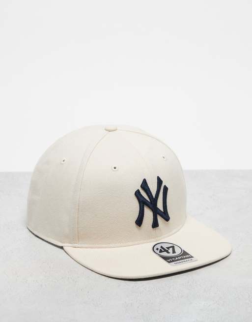 47 Brand – Kremowa czapka z płaskim daszkiem z motywem NY Yankees