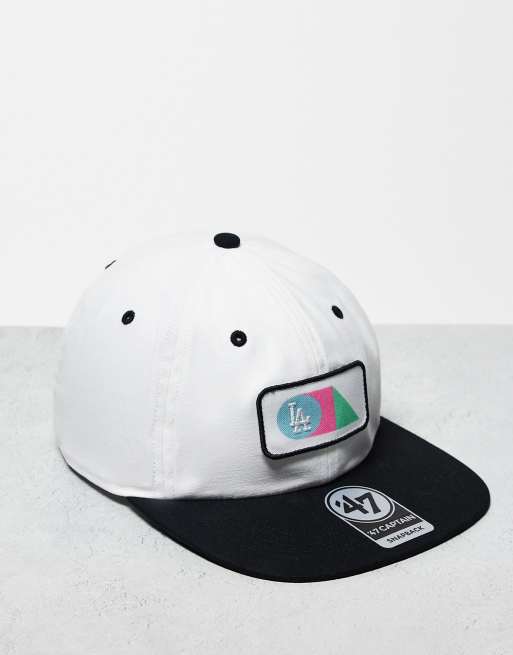 47 Brand - LA Dodgers - Cappellino bianco e nero con logo in colori primari 