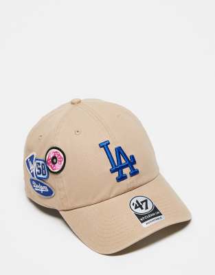 47 Brand 47 Brand LA Dodgers clean up baseball cap in khaki with multi badging-Green
