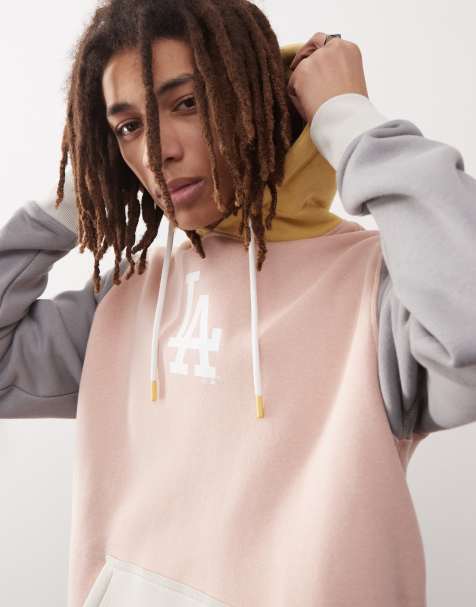 47 Brand – LA Dodgers – Kapuzenpullover in Beige mit Design in verschiedenen Kontrastfarben - view 1