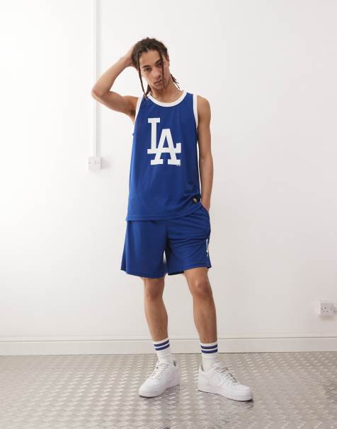 47 Brand LA Dodgers logo singlet & shorts set in blue & white - view 1