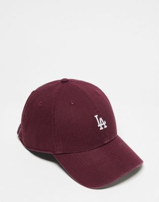 47 Brand LA Dodgers mini logo clean up cap in burgundy