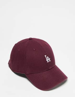 47 Brand 47 Brand LA Dodgers mini logo clean up cap in burgundy-Red