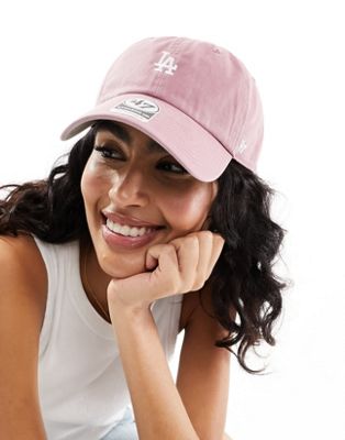 47 Brand LA Dodgers mini logo clean up cap in pink - ASOS Price Checker