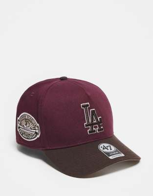 47 Brand LA Dodgers mvp cap with contrast peak in washed burgundy | ASOS