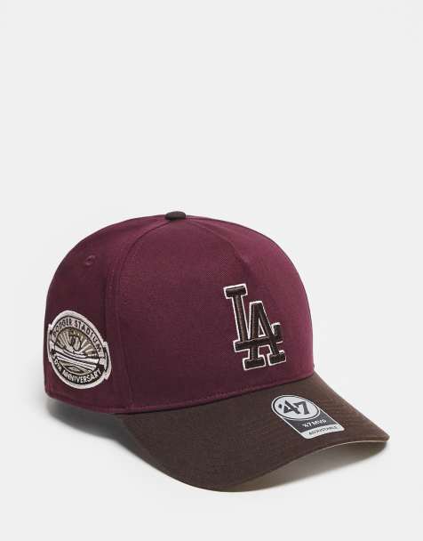 47 Brand LA Dodgers MVP cap with contrast peak in washed burgundy - view 1