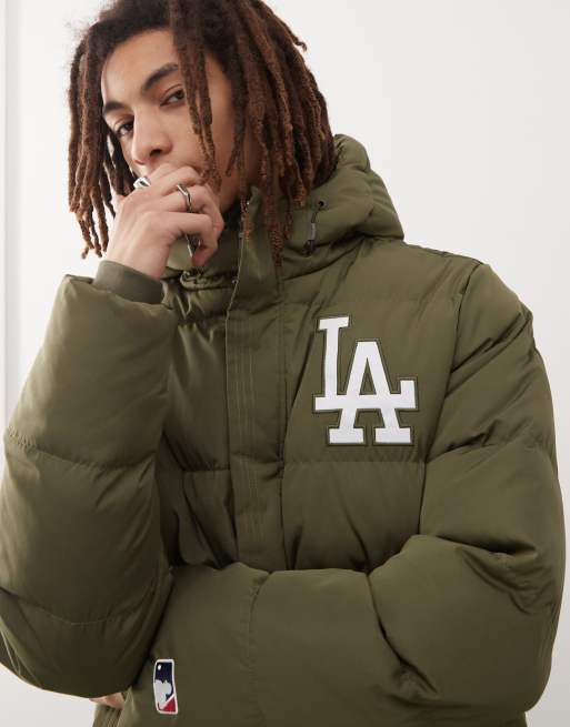 47 Brand LA Dodgers padded hooded coat in khaki, 3 of 4