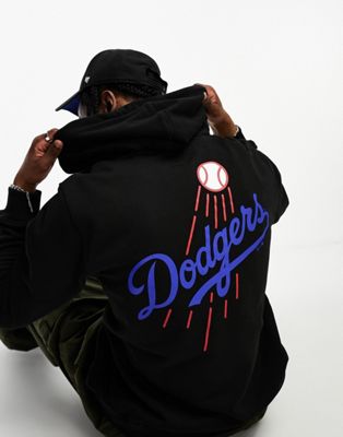 47 Brand LA Dodgers pullover hoodie in black with chest and back print