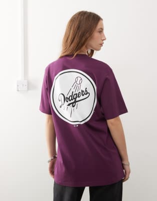 47 Brand - LA Dodgers - T-Shirt in Violett mit Motivprint am Rücken-Rot