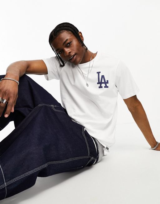 47 Brand MLB LA Dodgers T-Shirt In White With Script Logo Print for Men