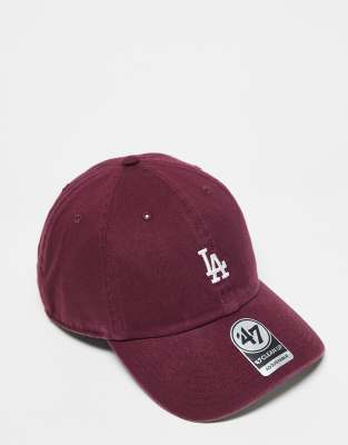 47 Brand 47 Brand LA mini logo cap in washed burgundy-Red