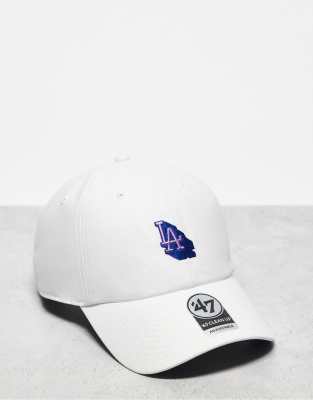 47 Brand - Los Angeles Dodgers - Kappe in Weiß mit „Clean Up"-Sticker und kleinem Logodetail