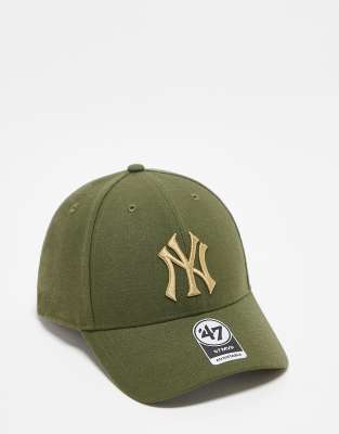 47 Brand 47 Brand metallic New York Yankees cap in khaki-Green