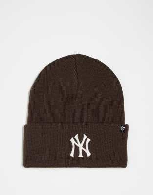 47 Brand 47 Brand mini NY Yankees knitted beanie in chocolate-Brown