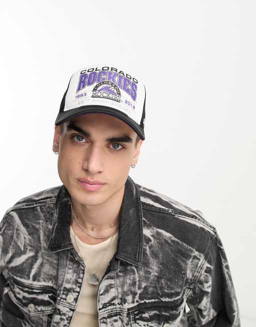 47 Brand - MLB Colorado Rockies - Cappellino stile trucker nero e bianco con stampa 