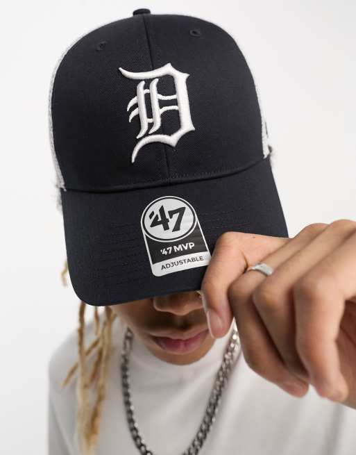 47Brand Detroit Tigers Throwback Navy Strapback Cap