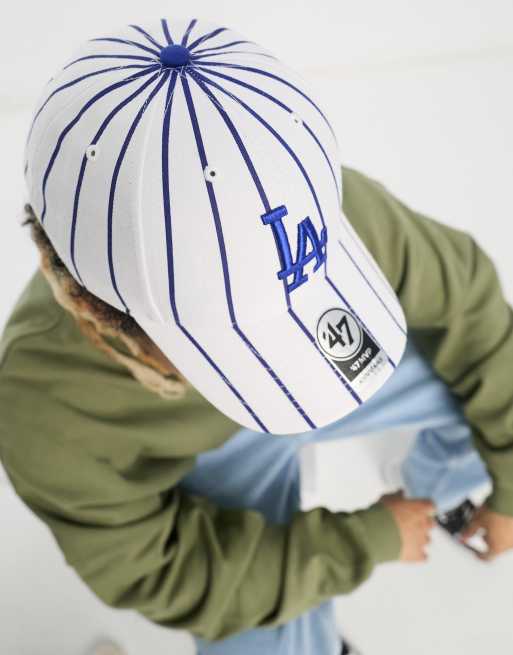 47 Brand – MLB LA Dodgers – Baseball-Kappe in Weiß mit blauen Nadelstreifen, 4 von 4