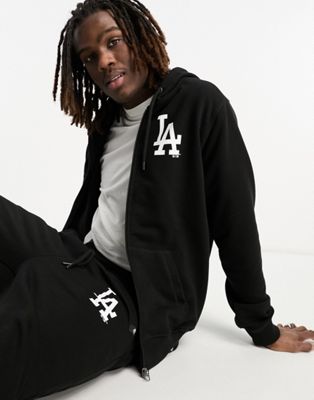 47 Brand MLB LA Dodgers co-ord zip up hoodie in black