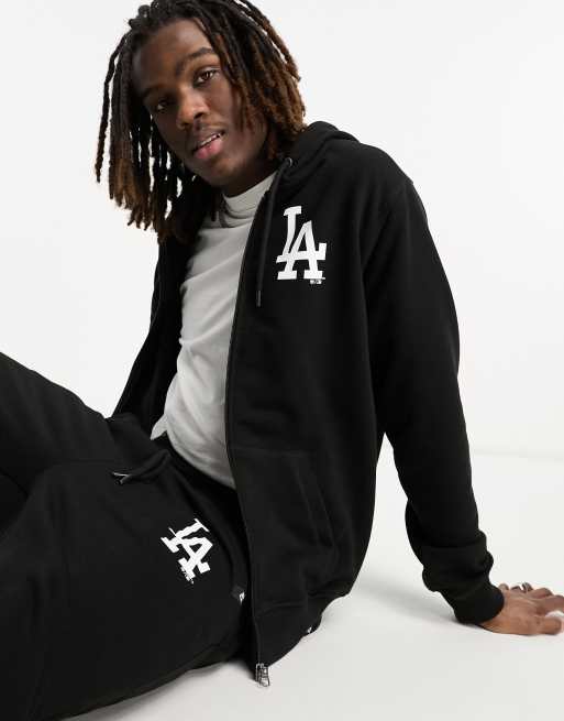 47 Brand MLB LA Dodgers co ord zip up hoodie in black