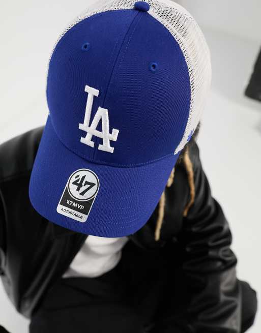 47 Brand – MLB LA Dodgers – Niebiesko-biała czapka trucker, 3 z 4