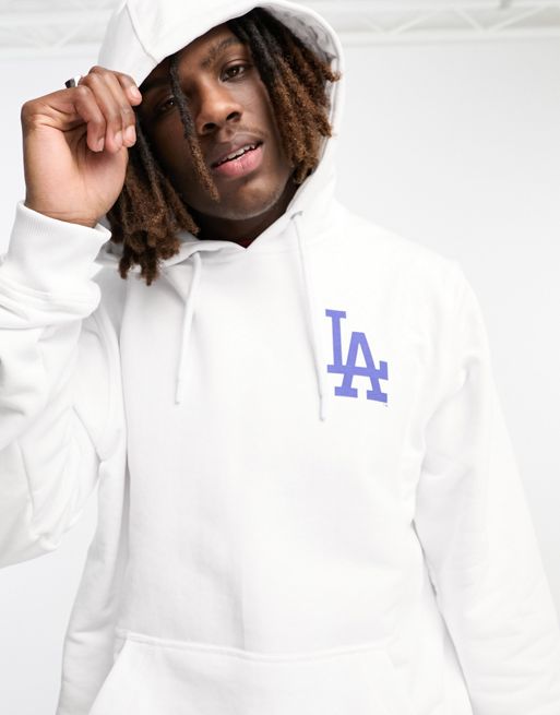47 Brand MLB LA Dodgers pullover hoodie in white with chest and back print