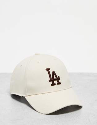 47 Brand MLB LA Dodgers snapback cap in ecru with brown embroidery 