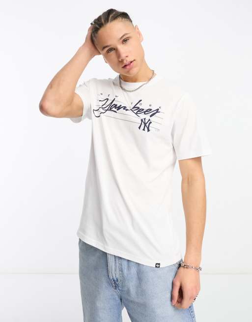 47 Brand MLB NY Yankees t-shirt in white with script logo print | ASOS