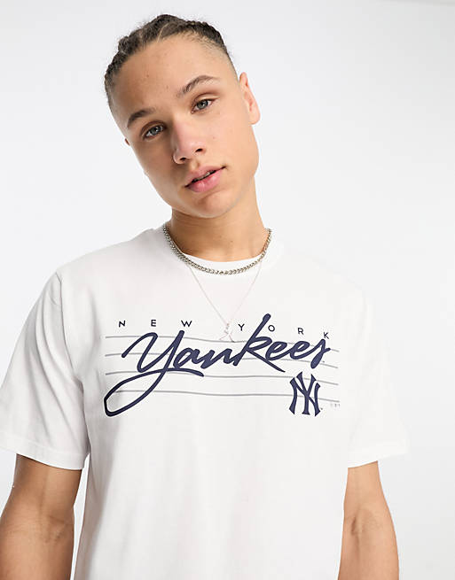 47 Brand MLB NY Yankees t-shirt in white with script logo print