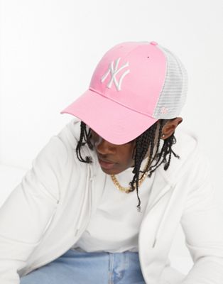 47 Brand MLB NY Yankees trucker cap in pink and white