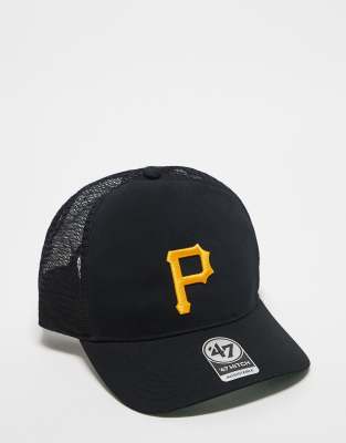 47 Brand 47 Brand MLB Pittsburgh contrast flat cap in black