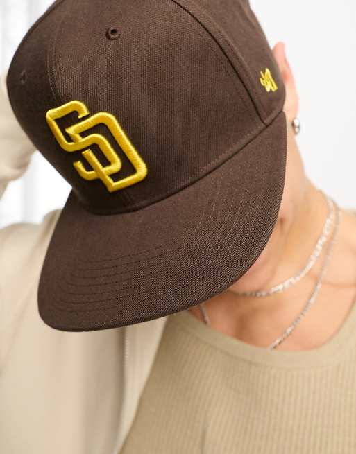 47 San Diego Padres Mens Womens No Shot Captain Adjustable Snapback Brown  Yellow Hat,One Size