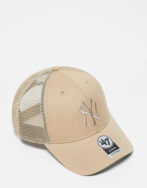 47 Brand – New York Yankees – Beige keps med mesh baktill och ton-i-ton-färgad logga
