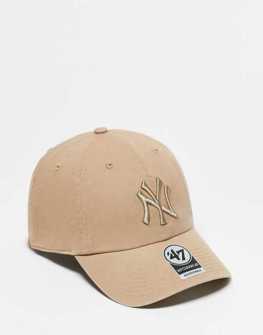 47 Brand – New York Yankees Clean Up – Beżowa czapka z daszkiem i efektem sprania