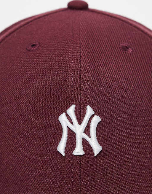 47 Brand New York Yankees mini logo cap in burgundy ASOS