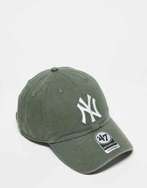 47 Brand – New York Yankees – Zielona czapka z daszkiem, efektem sprania i kontrastowym logo