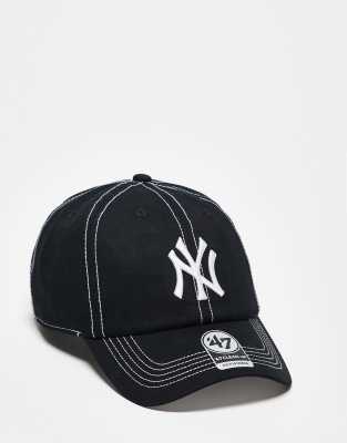 47 Brand 47 Brand NY Yankee clean cap with contrast stitch detail in black
