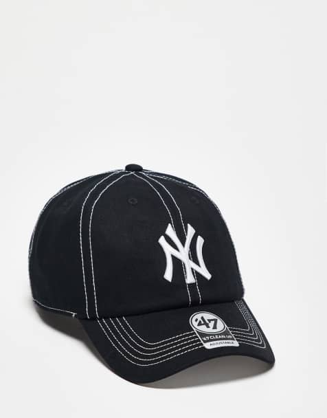 47 Brand NY Yankee clean cap with contrast stitch detail in black - view 1