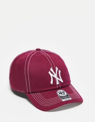 47 Brand 47 Brand NY Yankee clean cap with contrast stitch detail in red