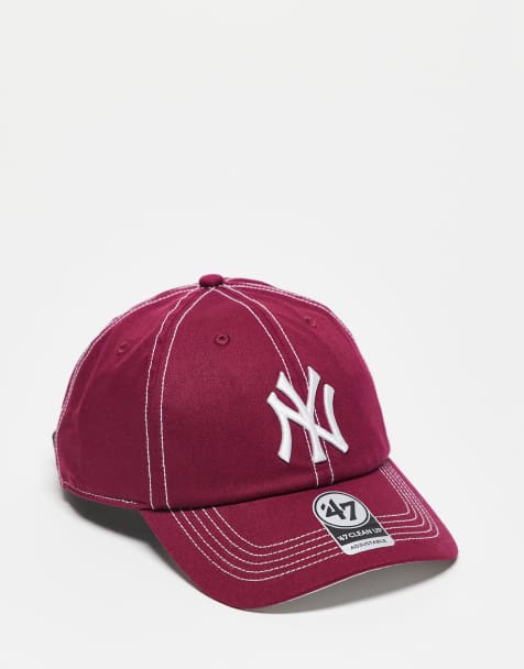 47 Brand NY Yankee clean cap with contrast stitch detail in red - view 1