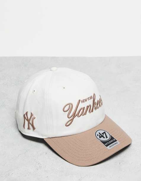 47 Brand NY Yankee script detail clean up cap with contrast peak in beige multi - view 1