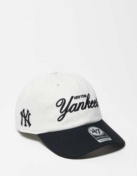 47 Brand NY Yankee script detail clean up cap with contrast peak in black multi - view 1