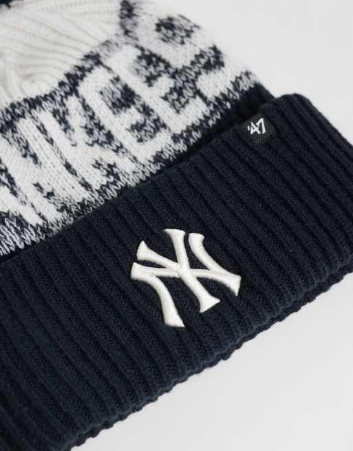 47 Brand NY Yankees bone cuff knit beanie in navy, 2 of 3